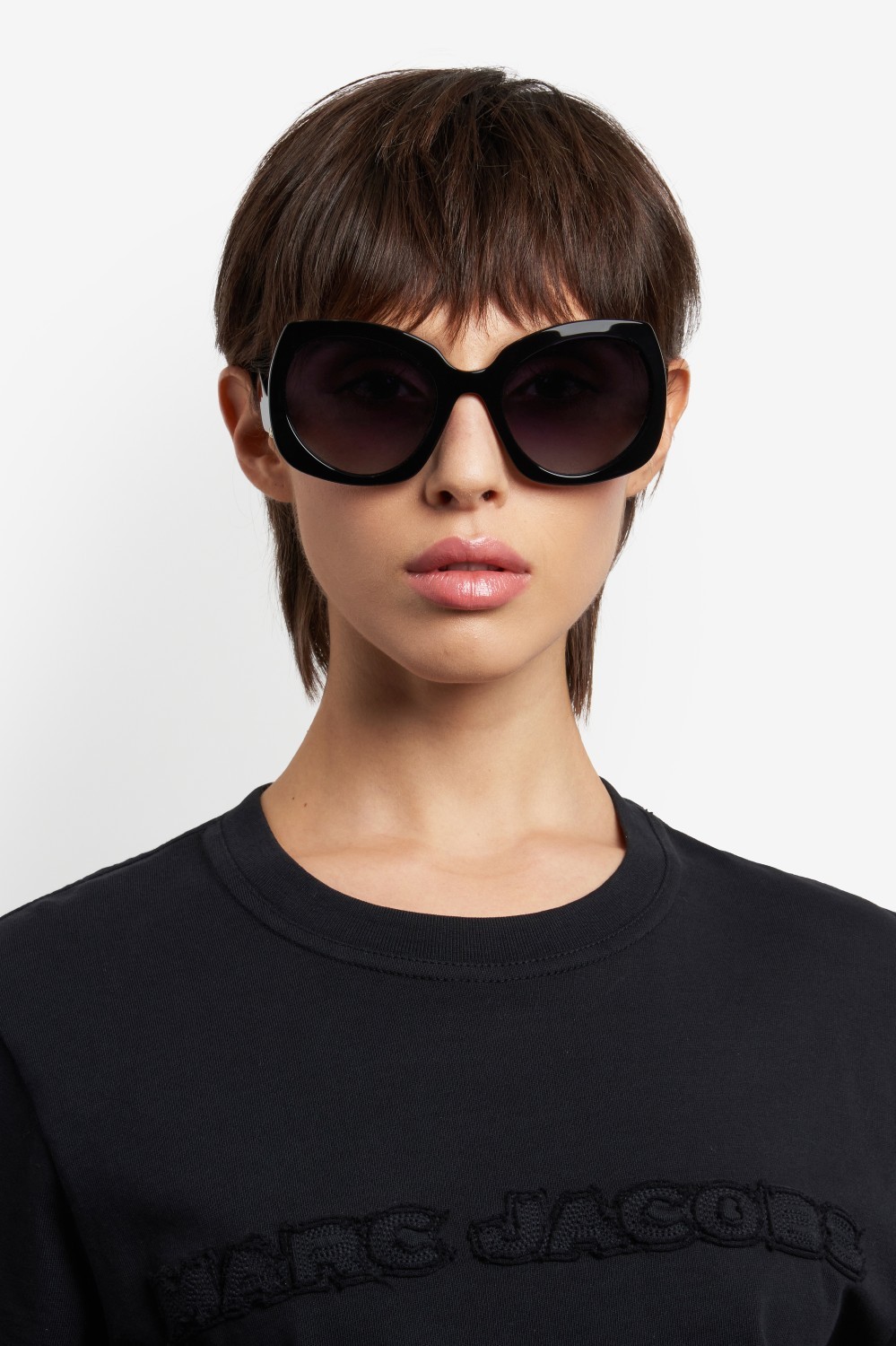 Occhiali da sole Marc Jacobs 808/S 208030 807 9O colore black forma farfalla lenti dark grey shaded