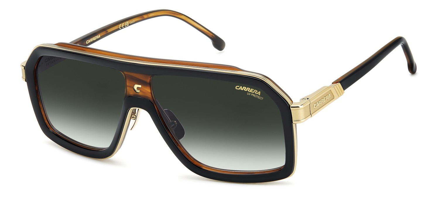 Sonnenbrillen Carrera Ca 1053/S/TI 208034 37N 9K farbe black horn form rechteckig gläser green shaded