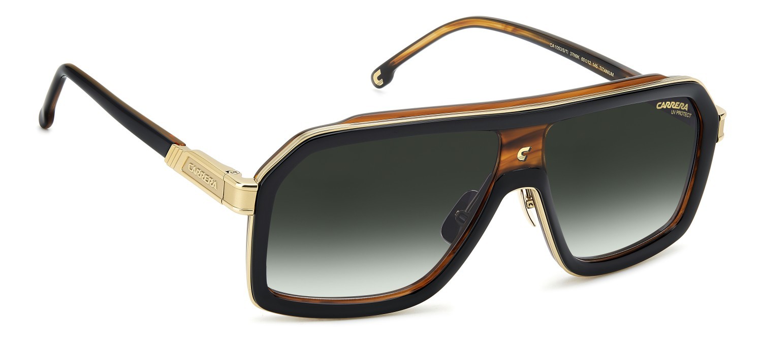 Sonnenbrillen Carrera Ca 1053/S/TI 208034 37N 9K farbe black horn form rechteckig gläser green shaded