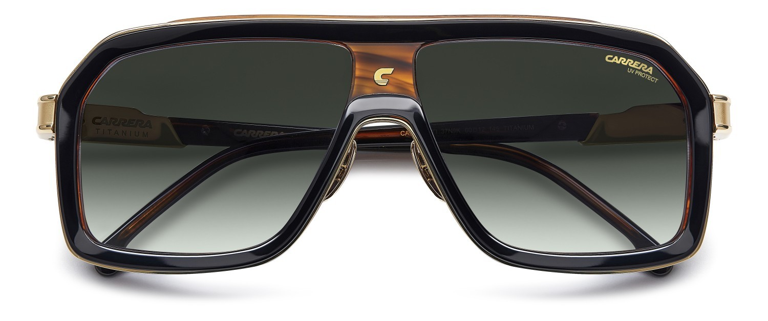 Sonnenbrillen Carrera Ca 1053/S/TI 208034 37N 9K farbe black horn form rechteckig gläser green shaded