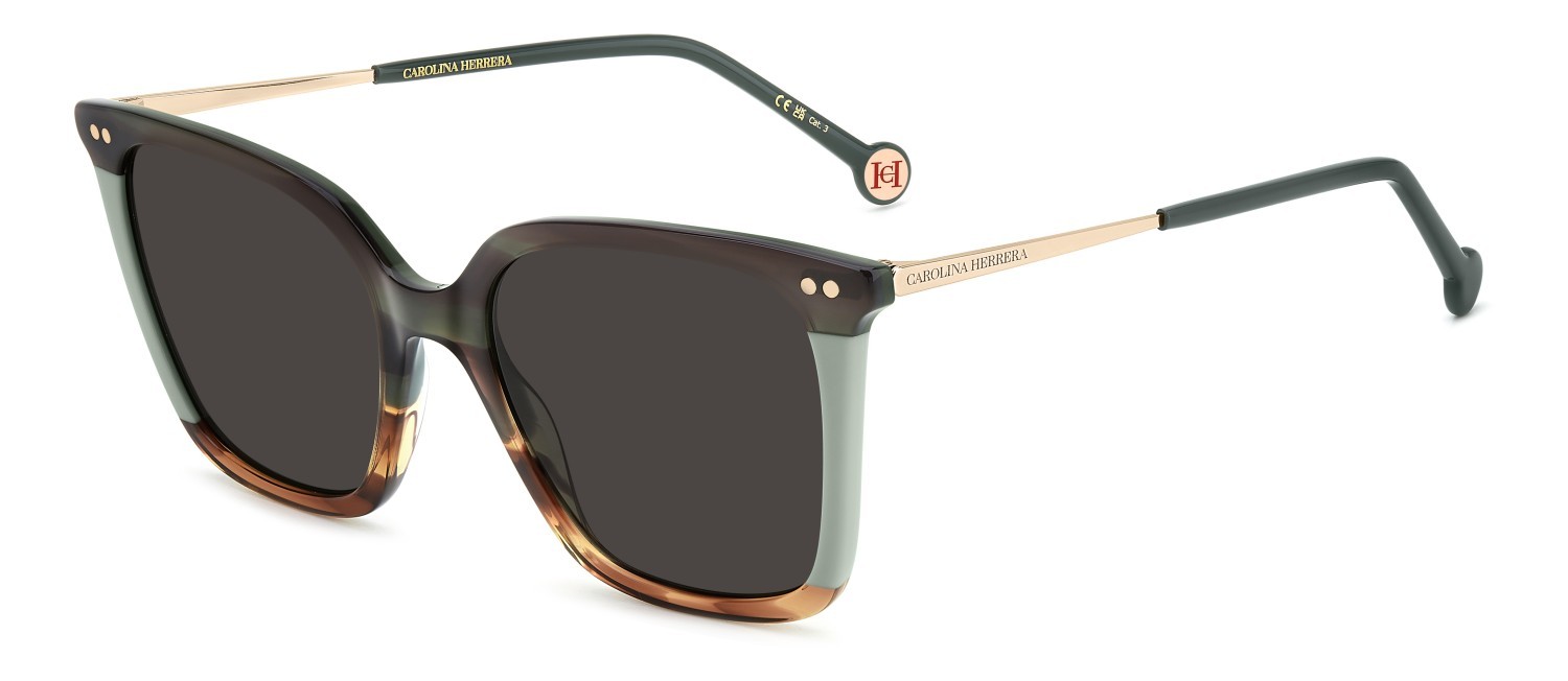 Sonnenbrillen Carolina Herrera Her 0292/S 208036 I88 IR farbe striped green brown form quadratisch gläser grey