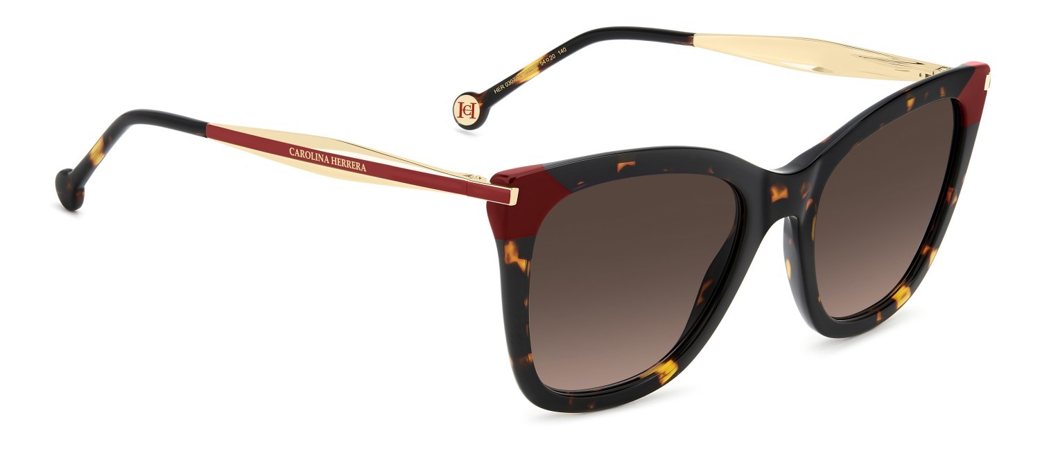 Occhiali da sole Carolina Herrera Her 0307/S 208042 086 HA colore havana forma rettangolare lenti brown shaded