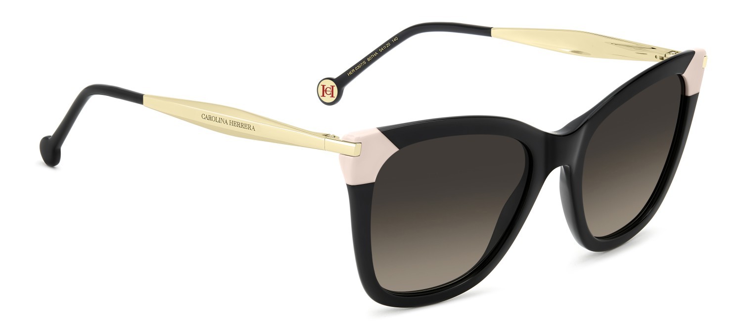 Occhiali da sole Carolina Herrera Her 0307/S 208042 807 HA colore black forma rettangolare lenti brown shaded