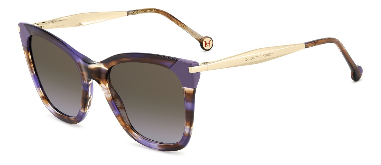 Occhiali da sole Carolina Herrera Her 0307/S 208042 L7W QR colore violet brown horn forma rettangolare lenti brown violet doubleshade