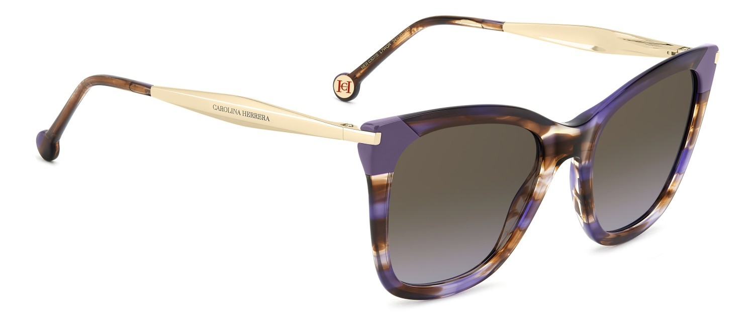 Occhiali da sole Carolina Herrera Her 0307/S 208042 L7W QR colore violet brown horn forma rettangolare lenti brown violet doubleshade