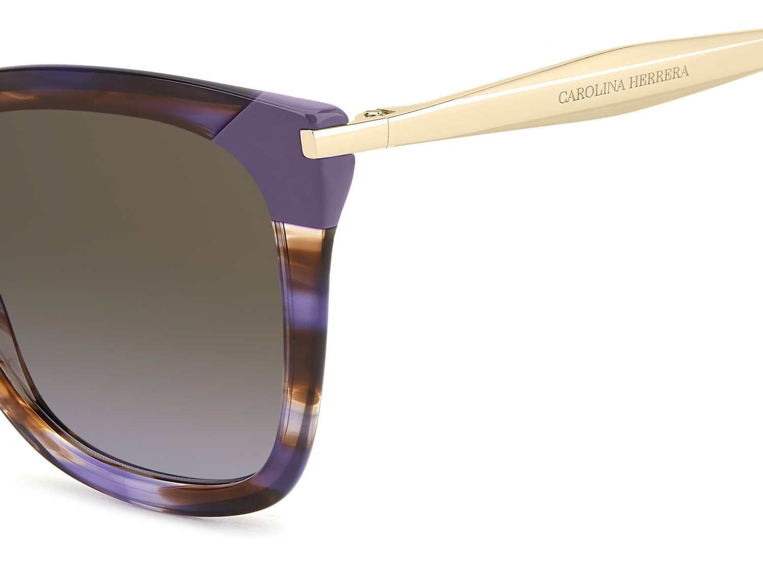 Occhiali da sole Carolina Herrera Her 0307/S 208042 L7W QR colore violet brown horn forma rettangolare lenti brown violet doubleshade