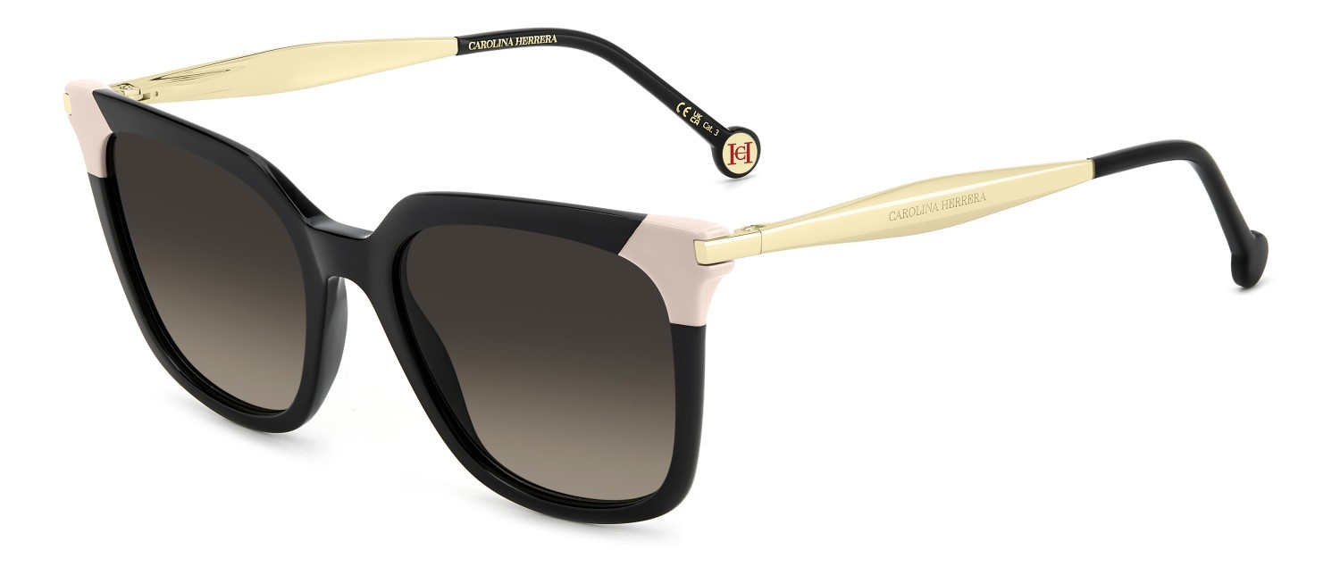 Sunglasses Carolina Herrera Her 0308/S 208043 807 HA color black shape rectangle lenses brown shaded