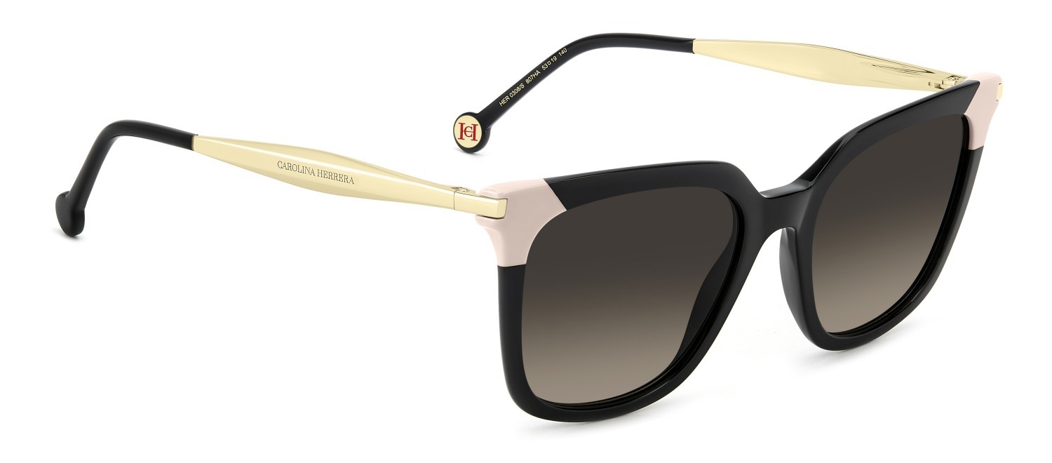 Sunglasses Carolina Herrera Her 0308/S 208043 807 HA color black shape rectangle lenses brown shaded