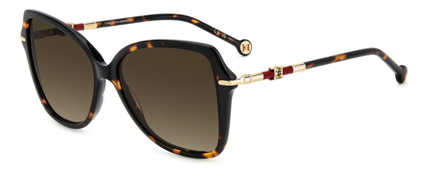 Occhiali da sole Carolina Herrera Her 0302/S 208047 086 HA colore havana forma farfalla lenti brown shaded