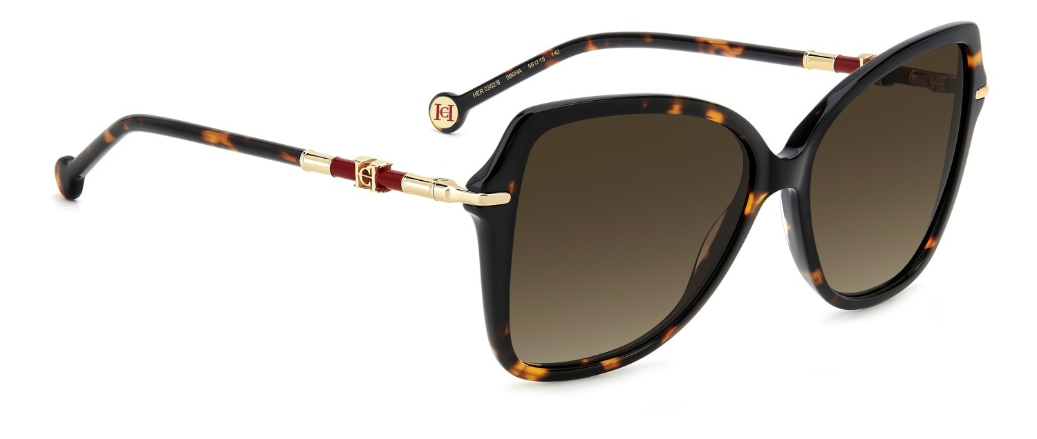 Occhiali da sole Carolina Herrera Her 0302/S 208047 086 HA colore havana forma farfalla lenti brown shaded