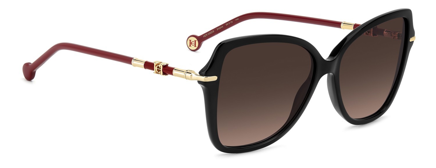 Occhiali da sole Carolina Herrera Her 0302/S 208047 3H2 HA colore black pink forma farfalla lenti brown shaded