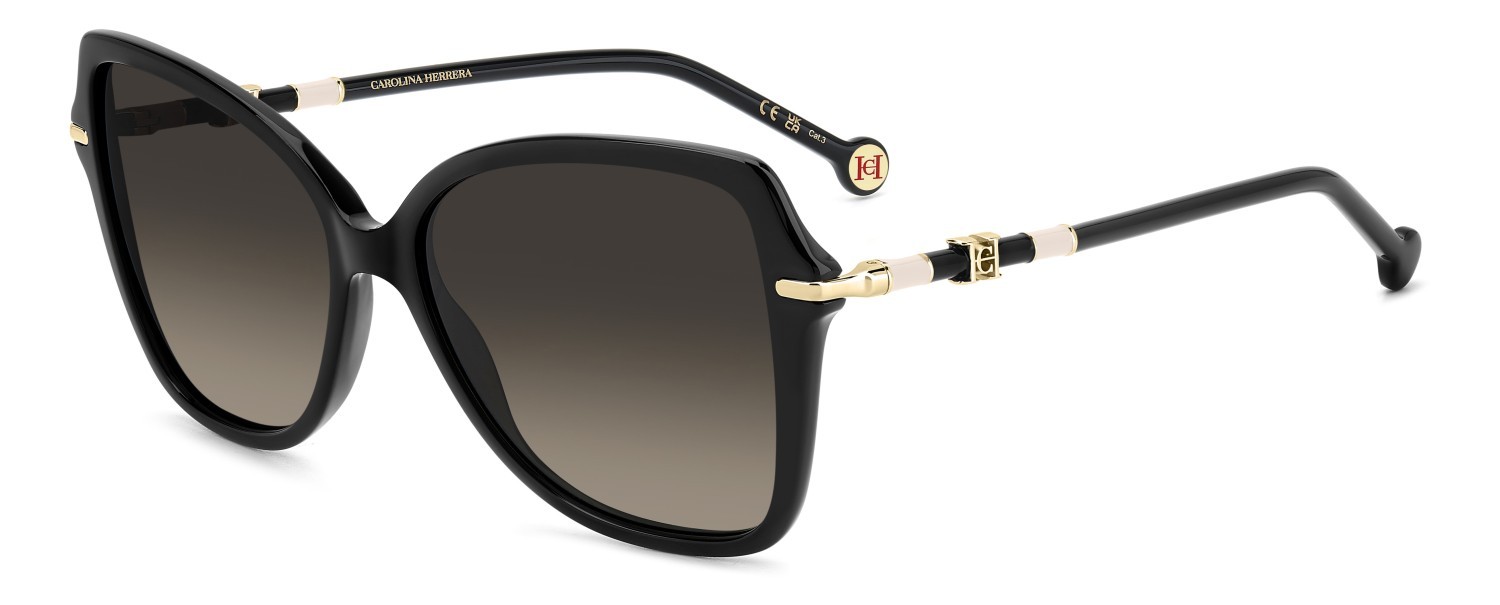 Occhiali da sole Carolina Herrera Her 0302/S 208047 807 HA colore black forma farfalla lenti brown shaded