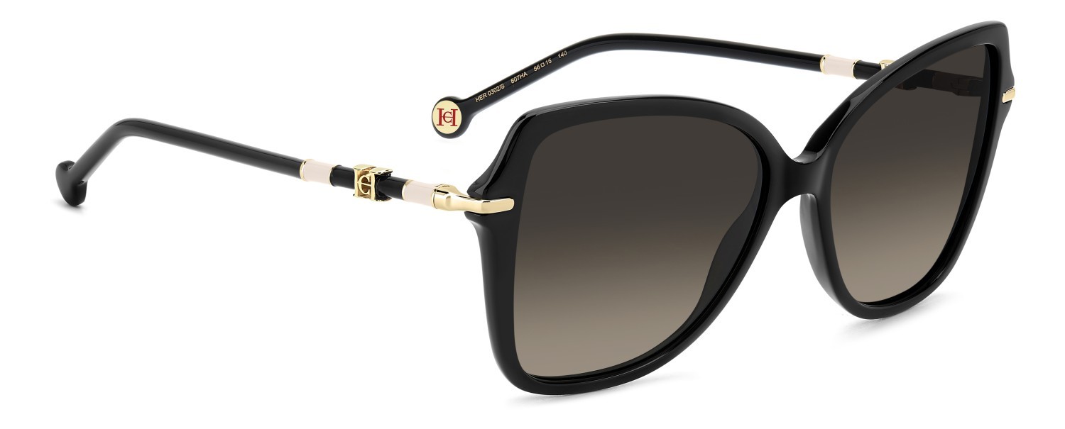 Occhiali da sole Carolina Herrera Her 0302/S 208047 807 HA colore black forma farfalla lenti brown shaded