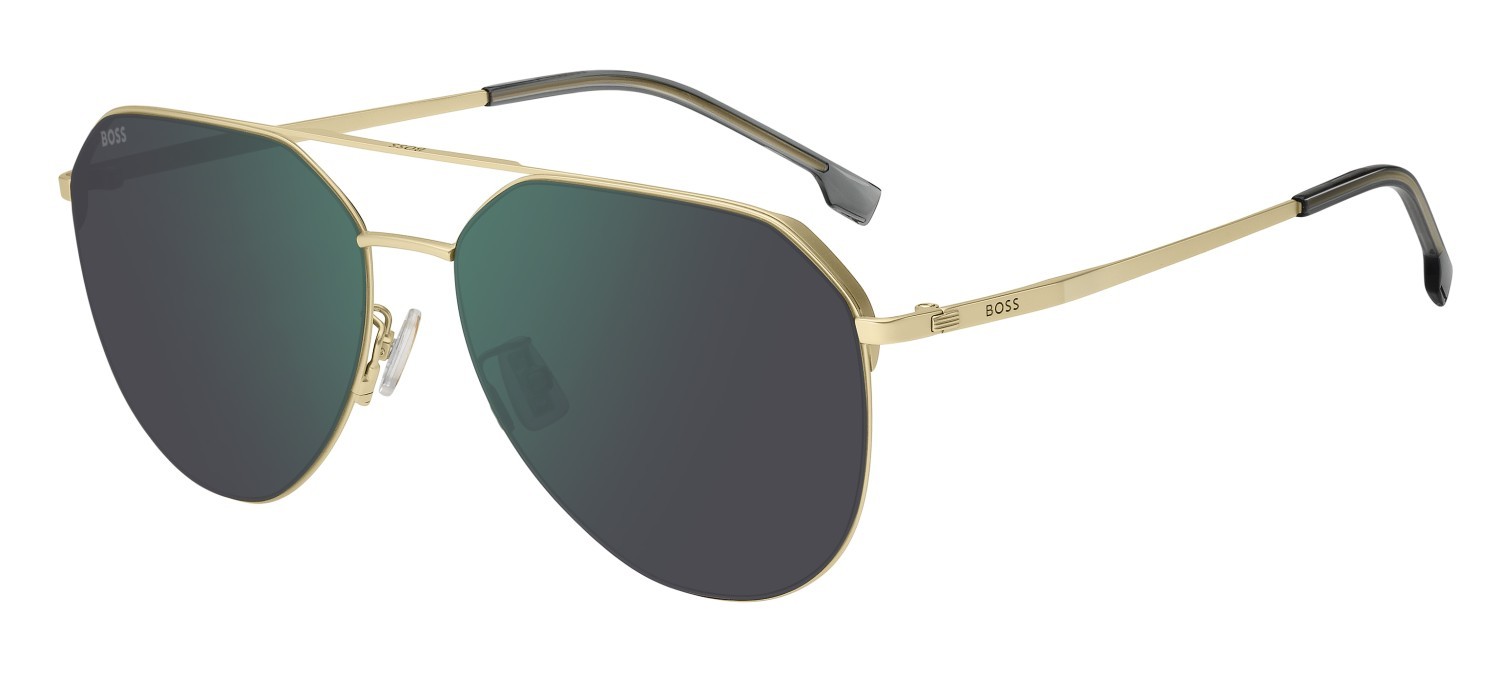 Occhiali da sole Hugo Boss 1795/F 208052 AOZ MT colore matte gold forma aviator lenti green mirror