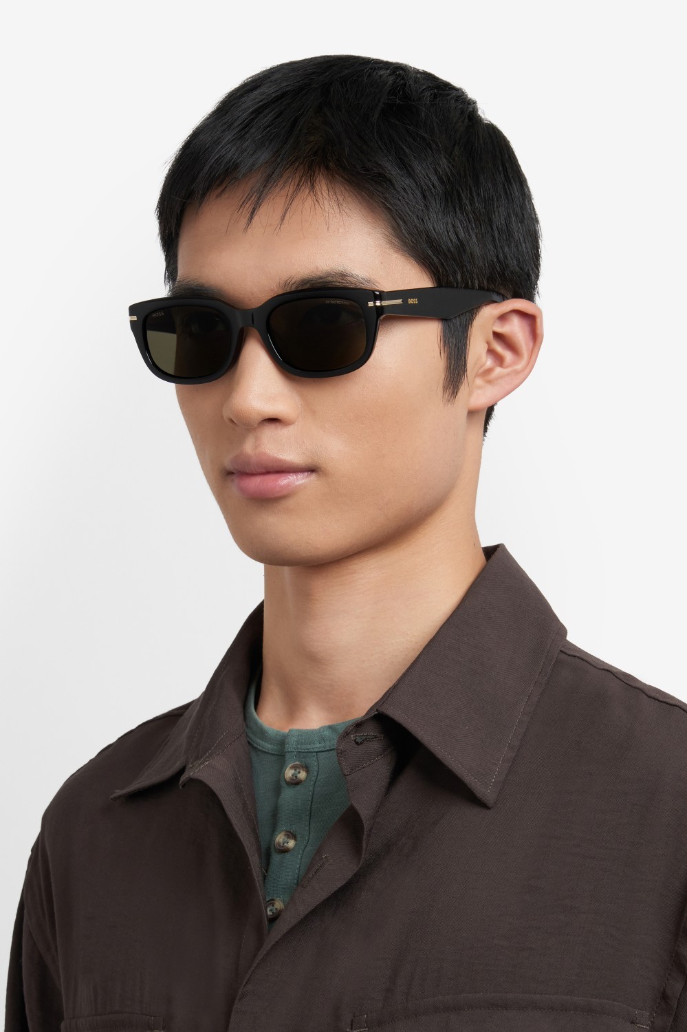 Occhiali da sole Hugo Boss 1793/F 208053 807 IR colore black forma rettangolare lenti grey