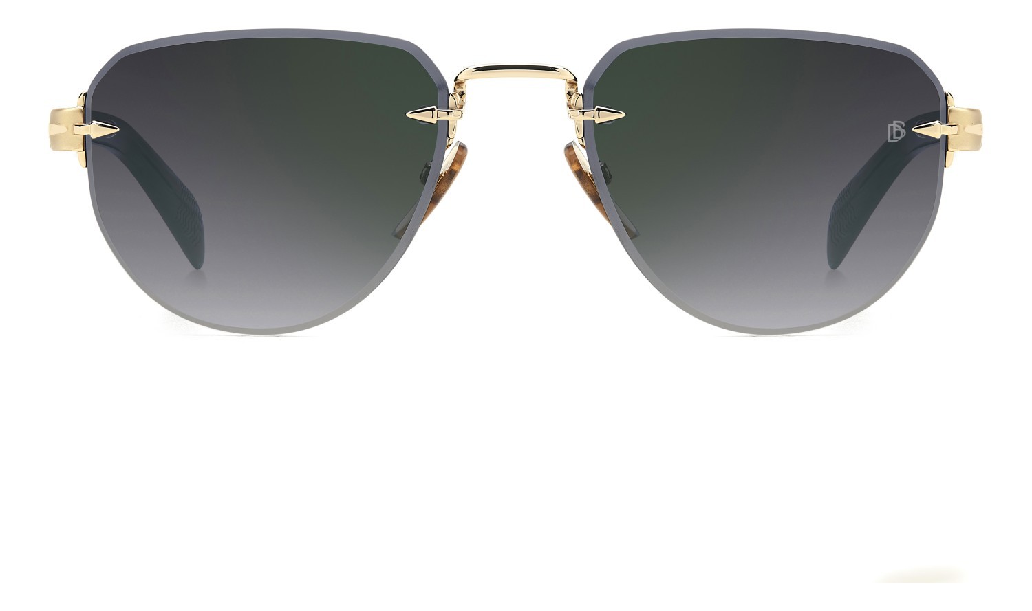 Sunglasses David Beckham Db 7144/S 208054 PEF NU color gold green shape aviator lenses grey shaded green mirror