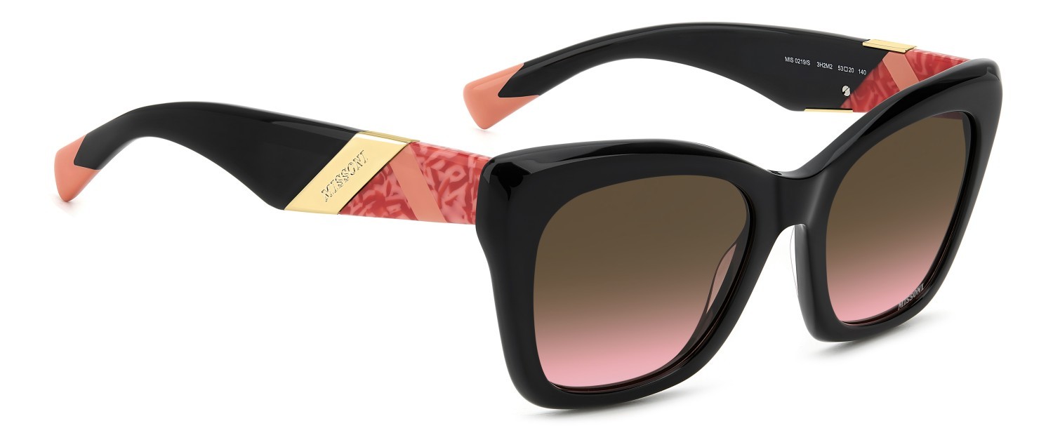 Occhiali da sole Missoni Mis 0219/S 208055 3H2 M2 colore black pink forma rettangolare lenti brown pink shaded