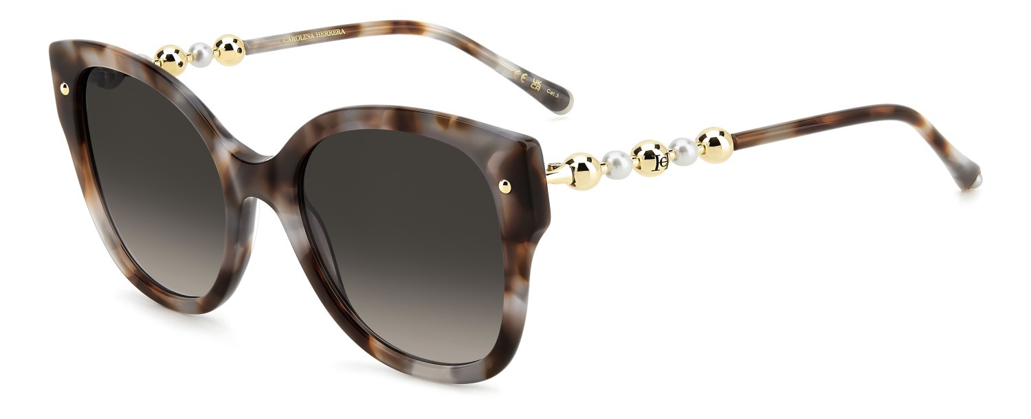 Sunglasses Carolina Herrera Her 0318/S 208072 SX7 HA color light havana shape square lenses brown shaded