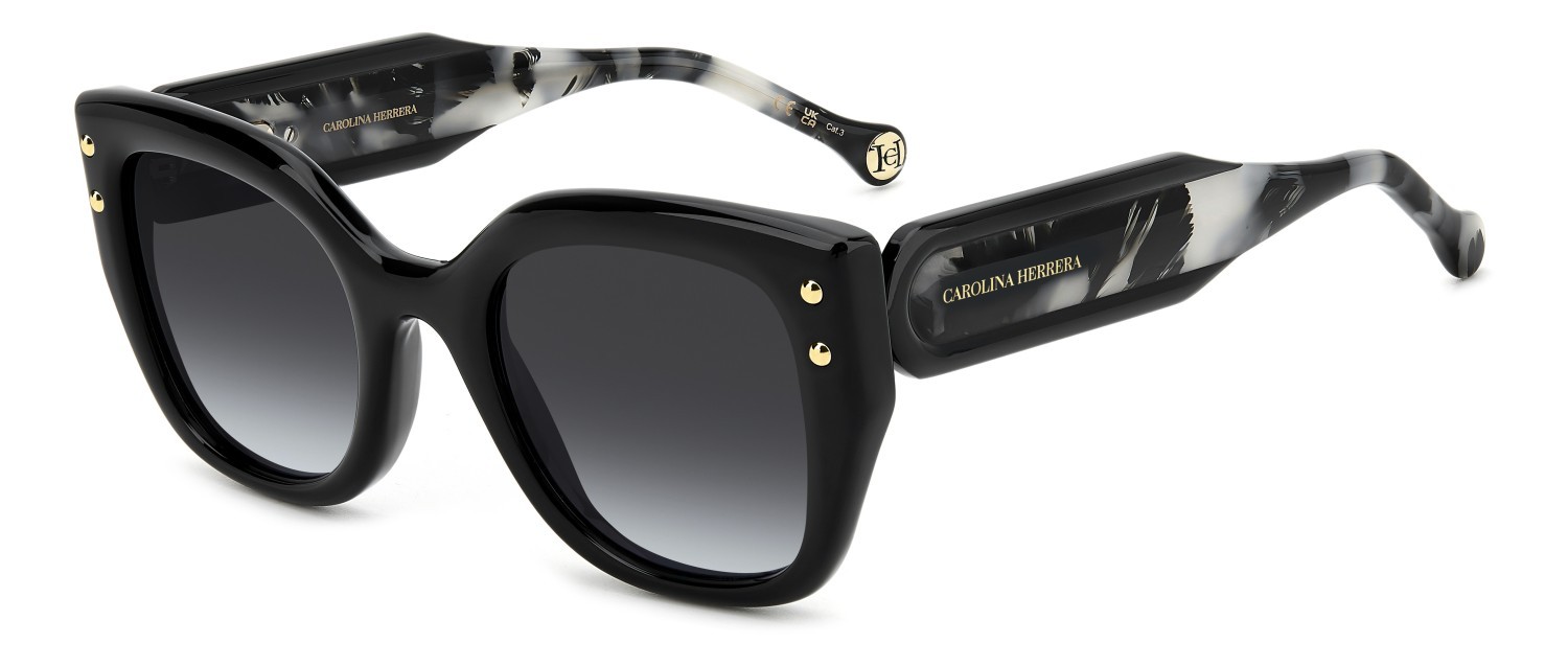 Sunglasses Carolina Herrera Her 0312/S 208073 807 9O color black shape square lenses dark grey shaded
