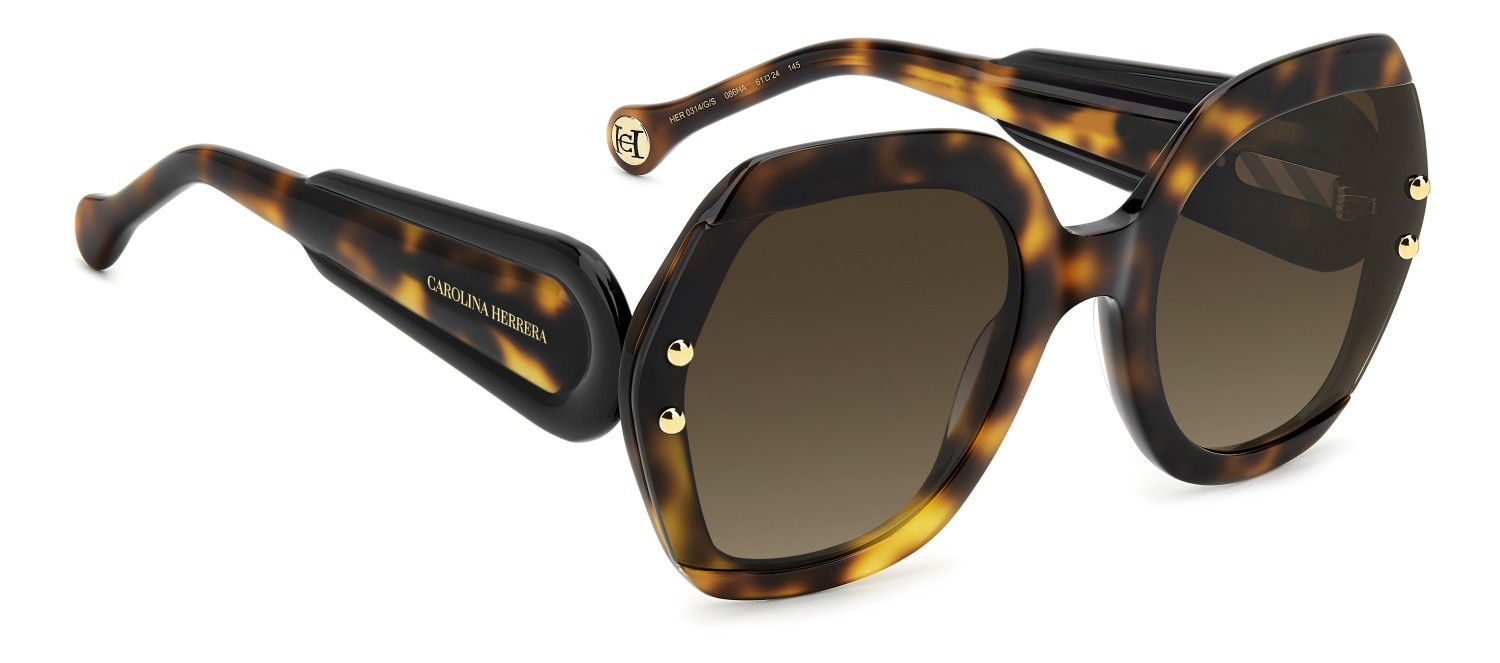 Occhiali da sole Carolina Herrera Her 0314/G 208076 086 HA colore havana forma quadrato lenti brown shaded