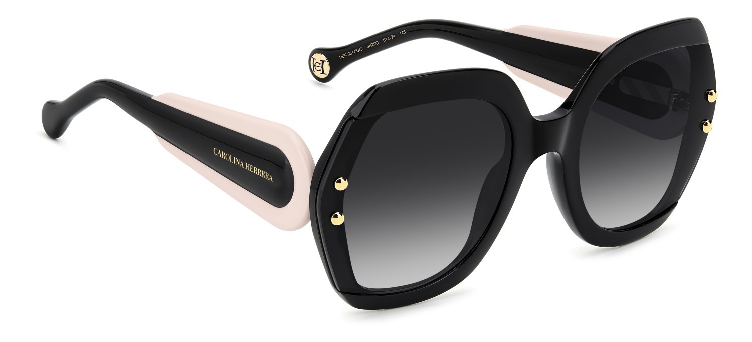 Occhiali da sole Carolina Herrera Her 0314/G 208076 3H2 9O colore black pink forma quadrato lenti dark grey shaded