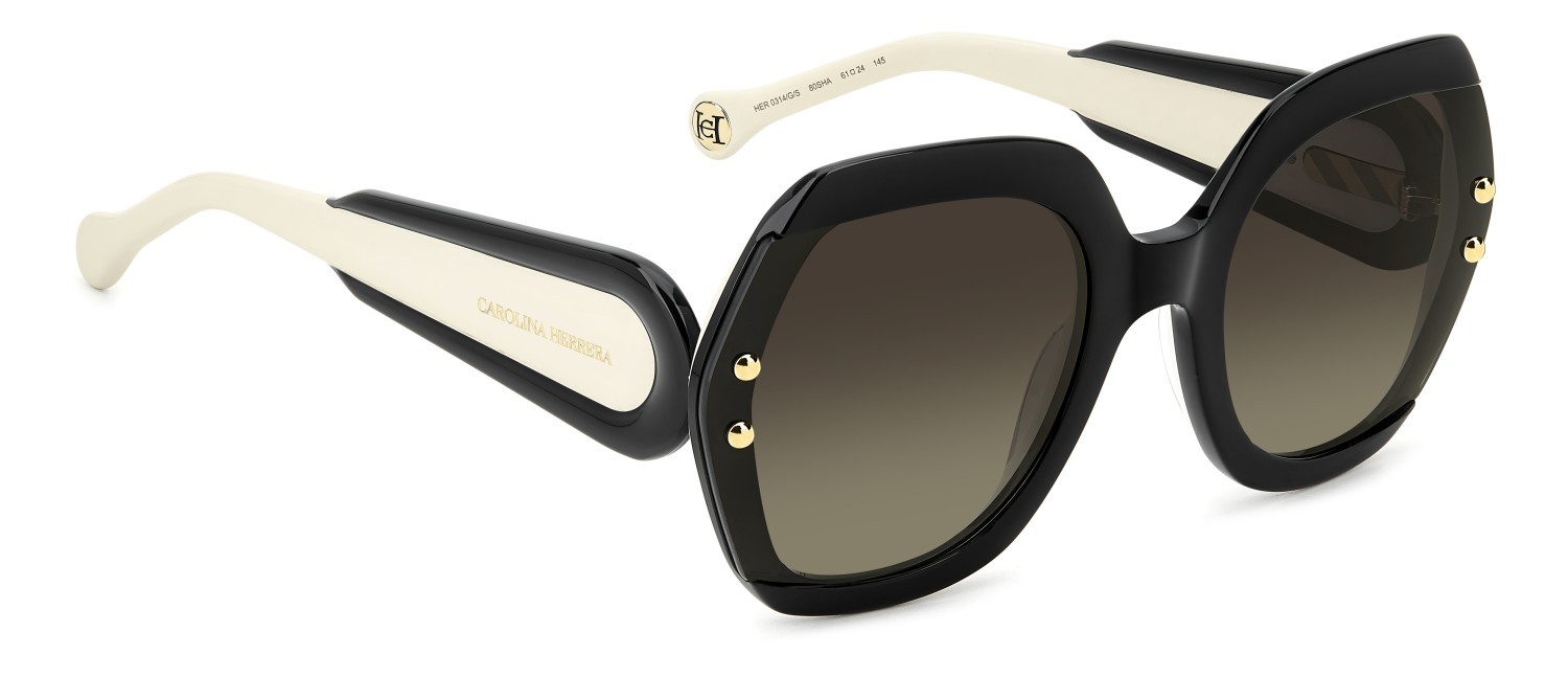 Occhiali da sole Carolina Herrera Her 0314/G 208076 80S HA colore black white forma quadrato lenti brown shaded