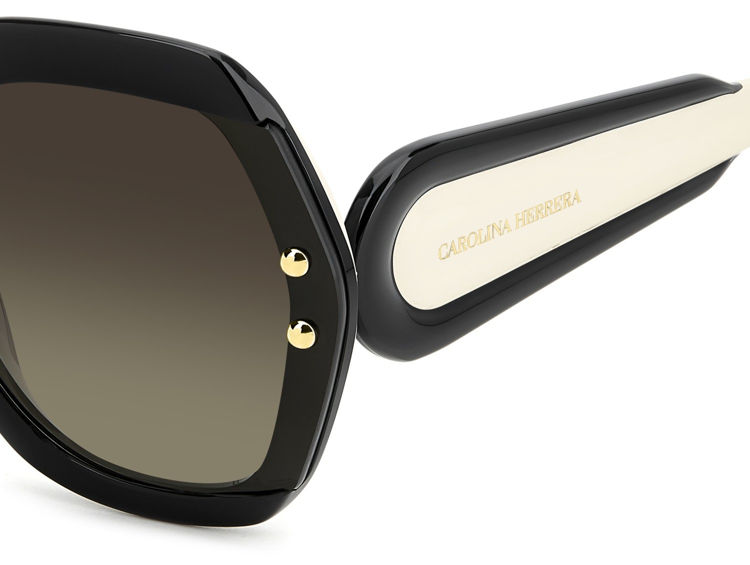 Occhiali da sole Carolina Herrera Her 0314/G 208076 80S HA colore black white forma quadrato lenti brown shaded