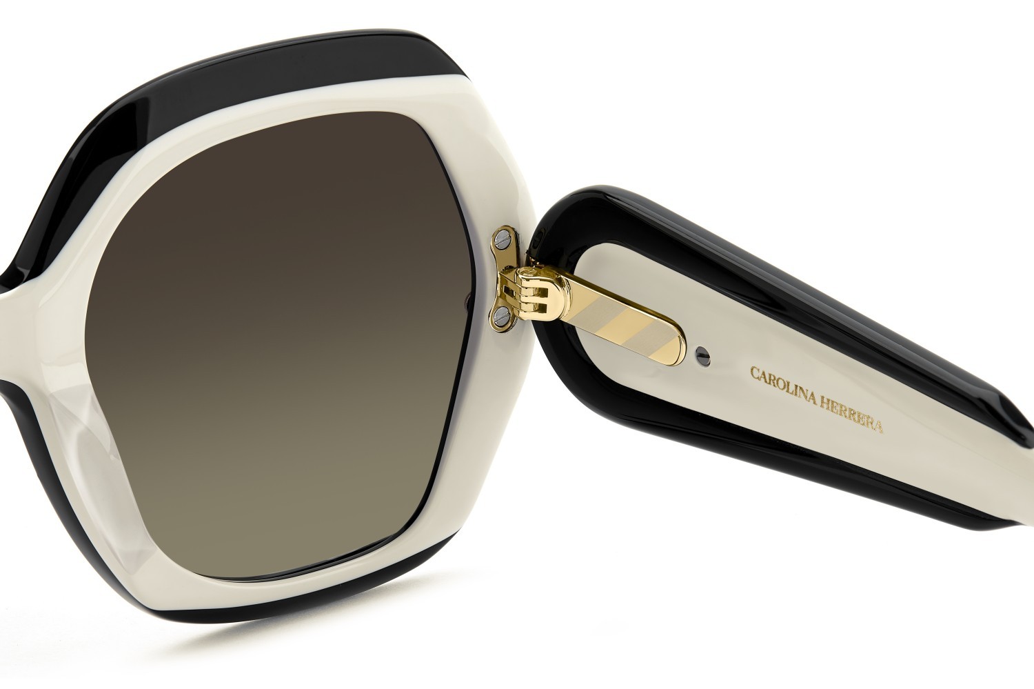 Occhiali da sole Carolina Herrera Her 0314/G 208076 80S HA colore black white forma quadrato lenti brown shaded