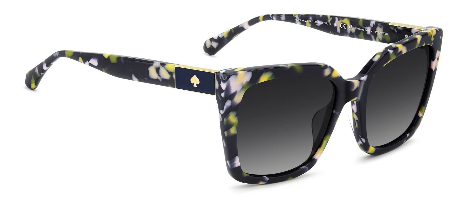 Sunglasses Kate Spade Ks Lilah 2/G 208094 SDK WJ color black multicolor shape square lenses grey shaded polarized