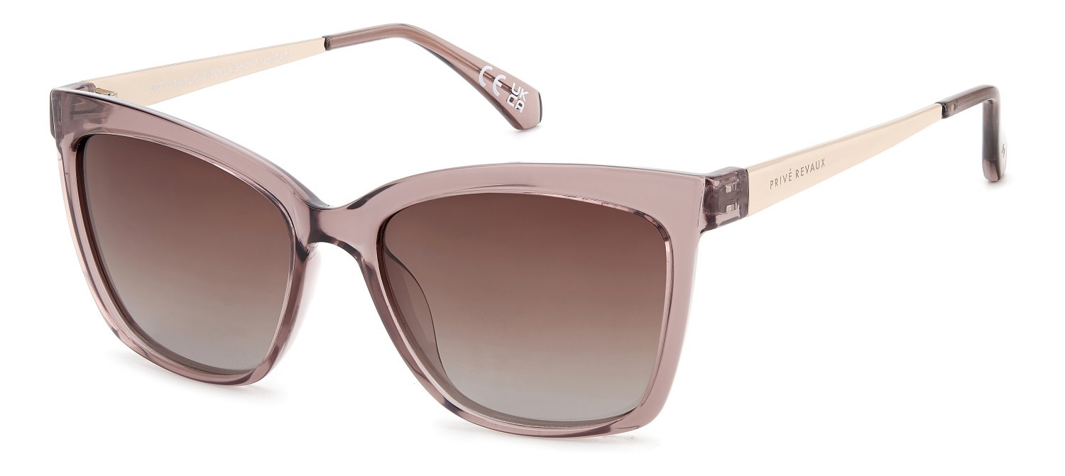 Sunglasses Privé Revaux Art Crawl/G 208114 3DV LA color crystal pink shape square lenses brown shaded polarized