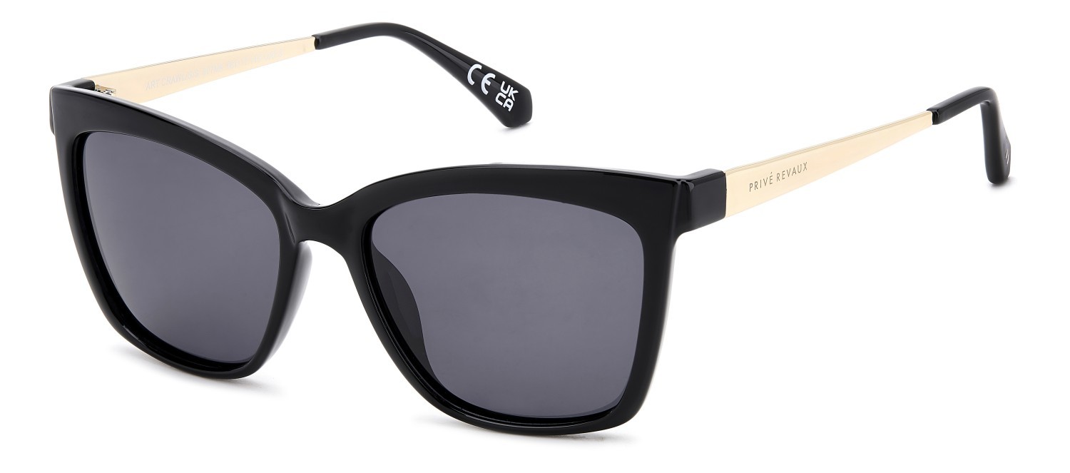 Sunglasses Privé Revaux Art Crawl/G 208114 807 M9 color black shape square lenses grey polarized