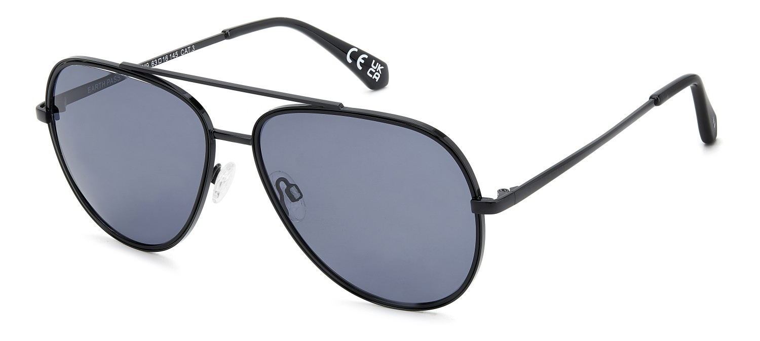 Sunglasses Privé Revaux Earth Pass/G 208124 807 M9 color black shape aviator lenses grey polarized