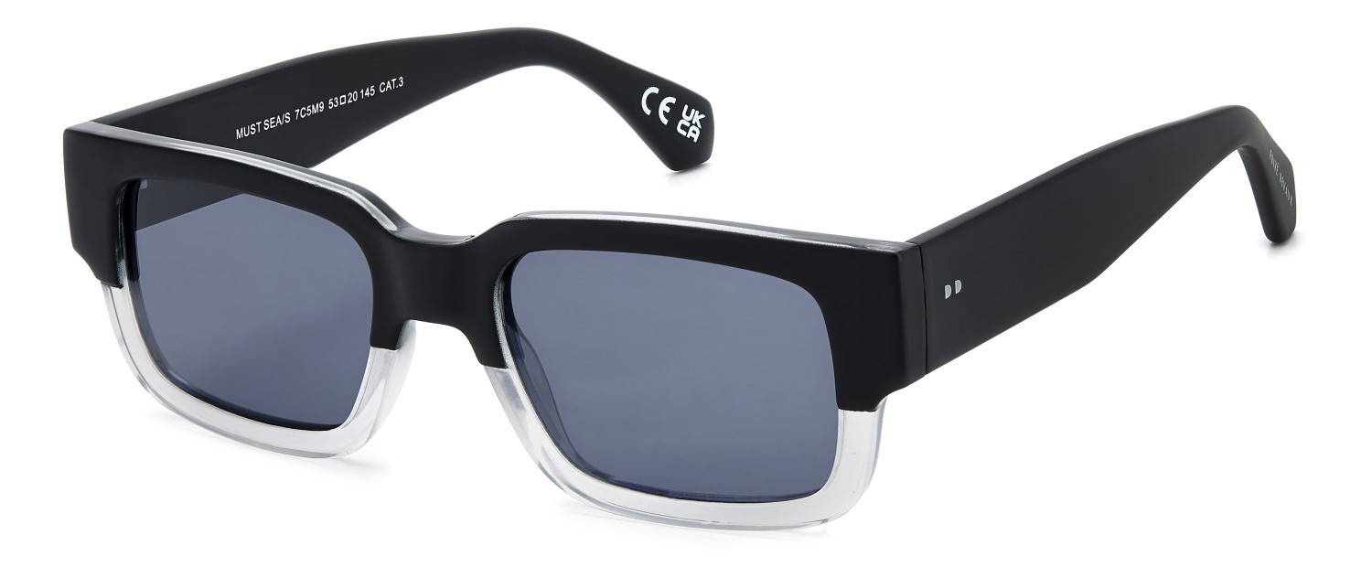 Sunglasses Privé Revaux Must Sea/S 208127 7C5 M9 color black crystal shape rectangle lenses grey polarized