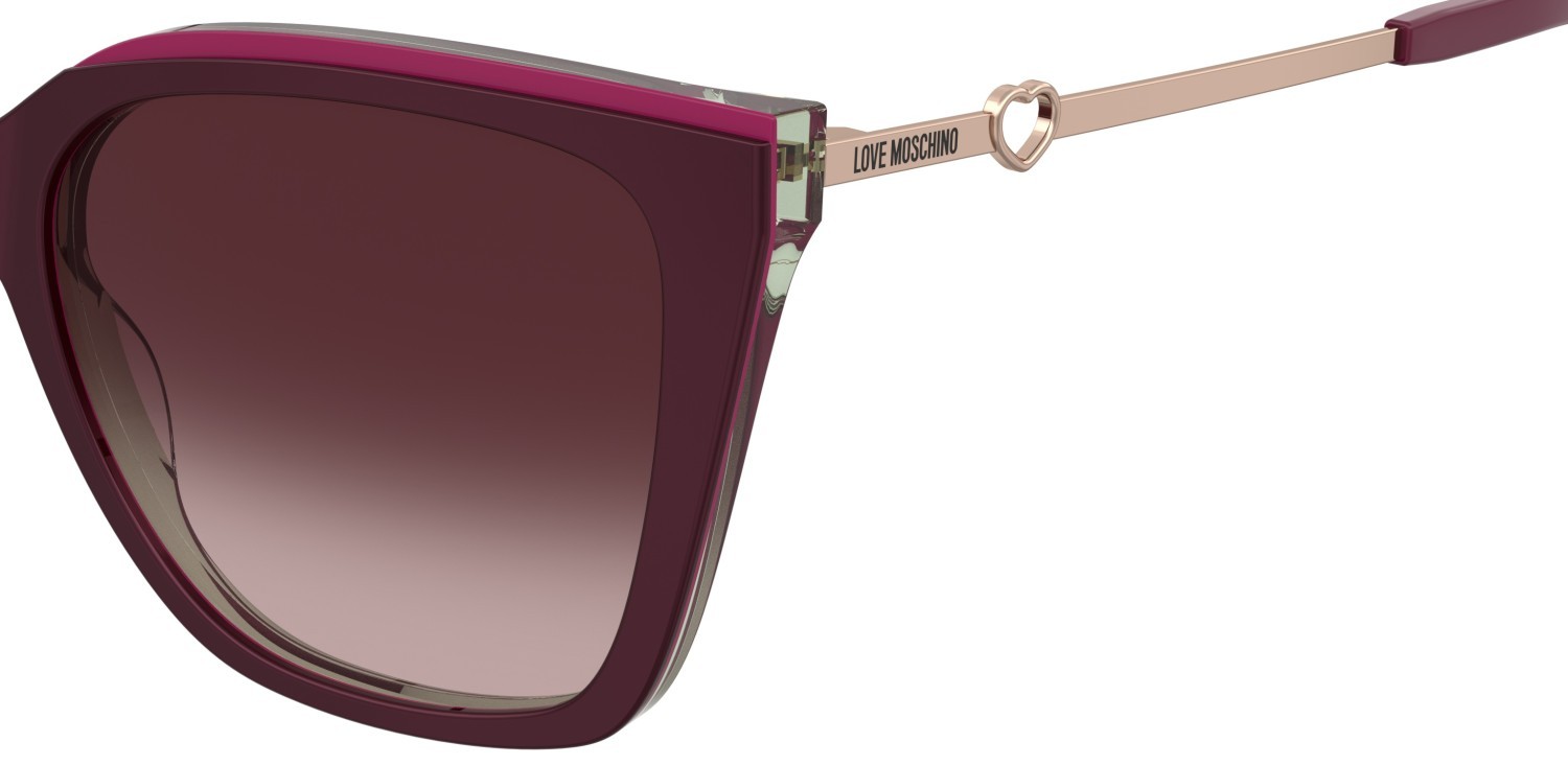 Sunglasses Moschino Love Mol094/S 208131 9KF UQ color burgundy multicolor shape square lenses burgundy shaded pink