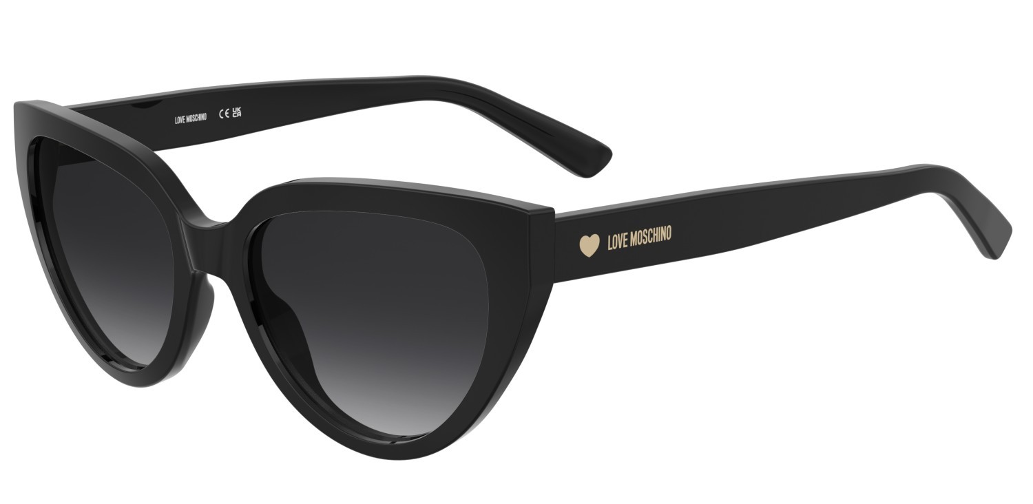 Occhiali da sole Moschino Love Mol095/S 208132 807 9O colore black forma cat eye lenti dark grey shaded