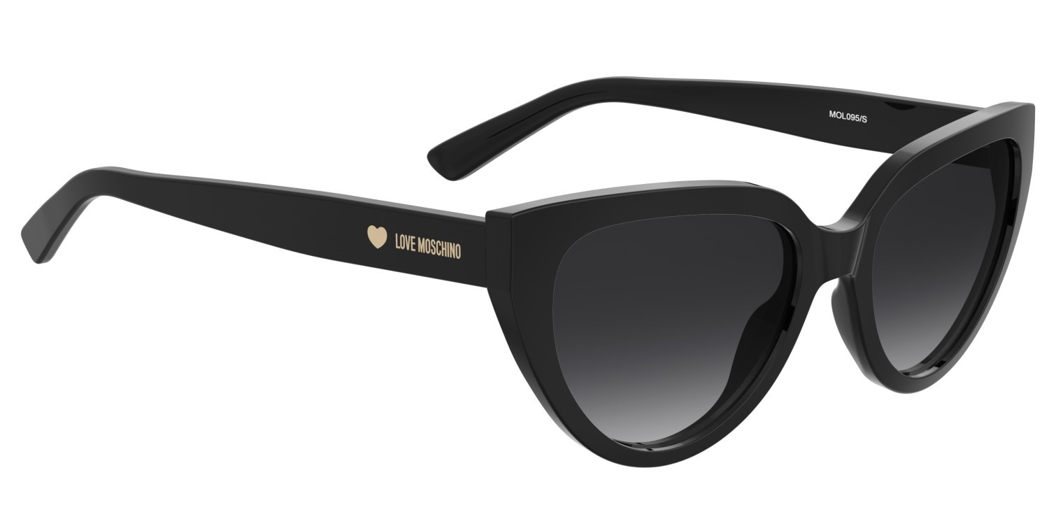 Occhiali da sole Moschino Love Mol095/S 208132 807 9O colore black forma cat eye lenti dark grey shaded