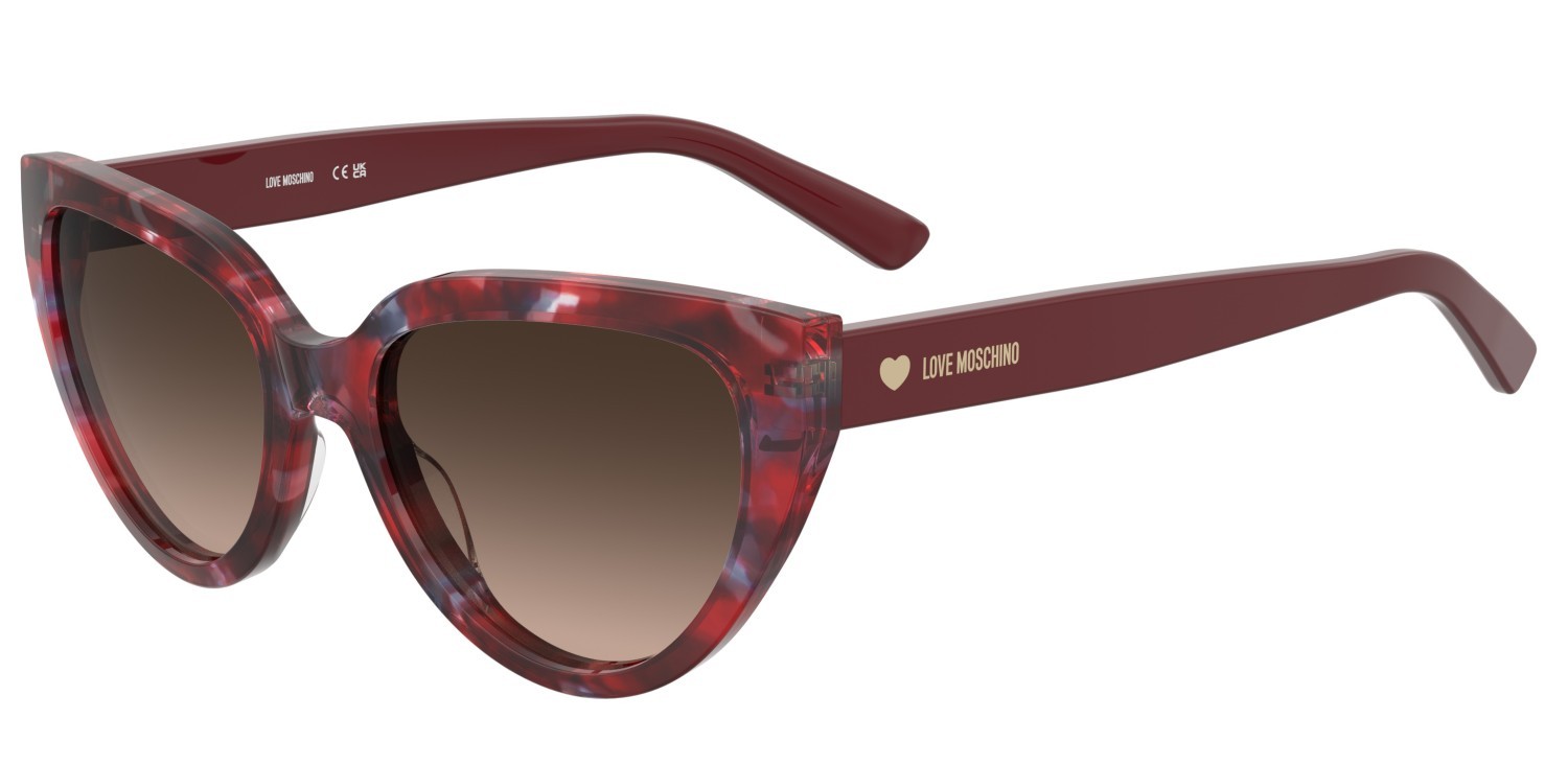 Sunglasses Moschino Love Mol095/S 208132 LHF HA color burgundy 2 shape cat eye lenses brown shaded