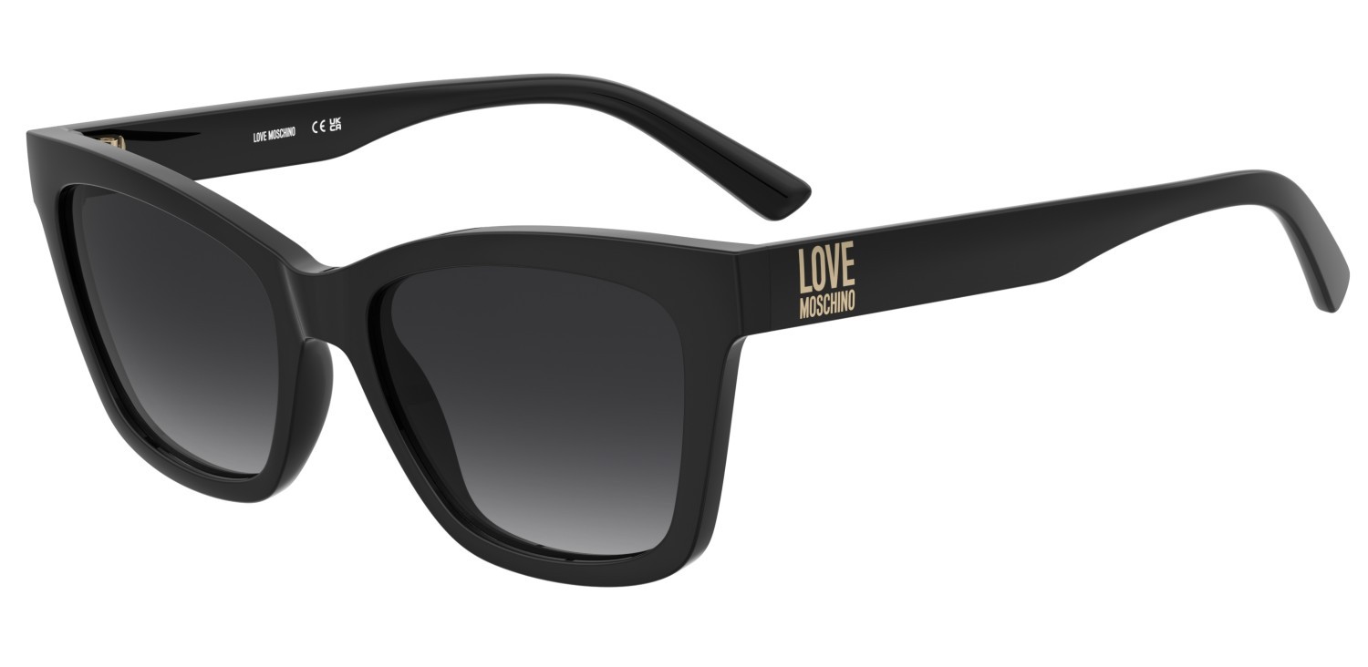 Sunglasses Moschino Love Mol096/S 208133 807 9O color black shape rectangle lenses dark grey shaded