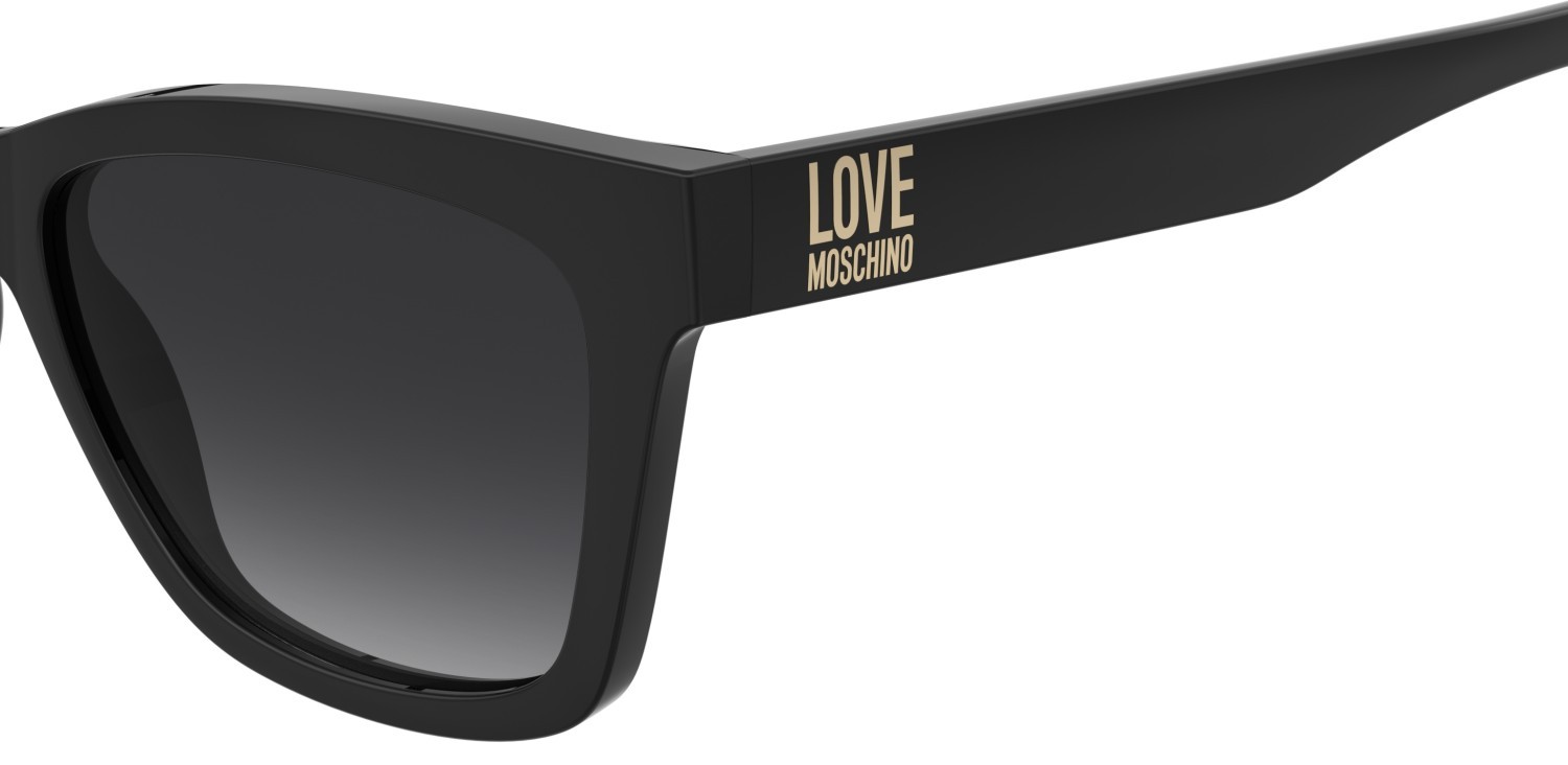 Sunglasses Moschino Love Mol096/S 208133 807 9O color black shape rectangle lenses dark grey shaded