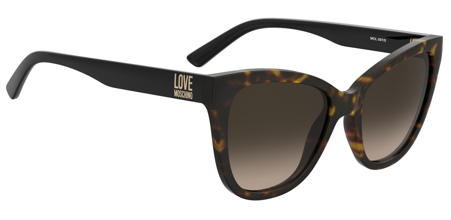 Sunglasses Moschino Love Mol097/S 208134 086 HA color havana shape cat eye lenses brown shaded