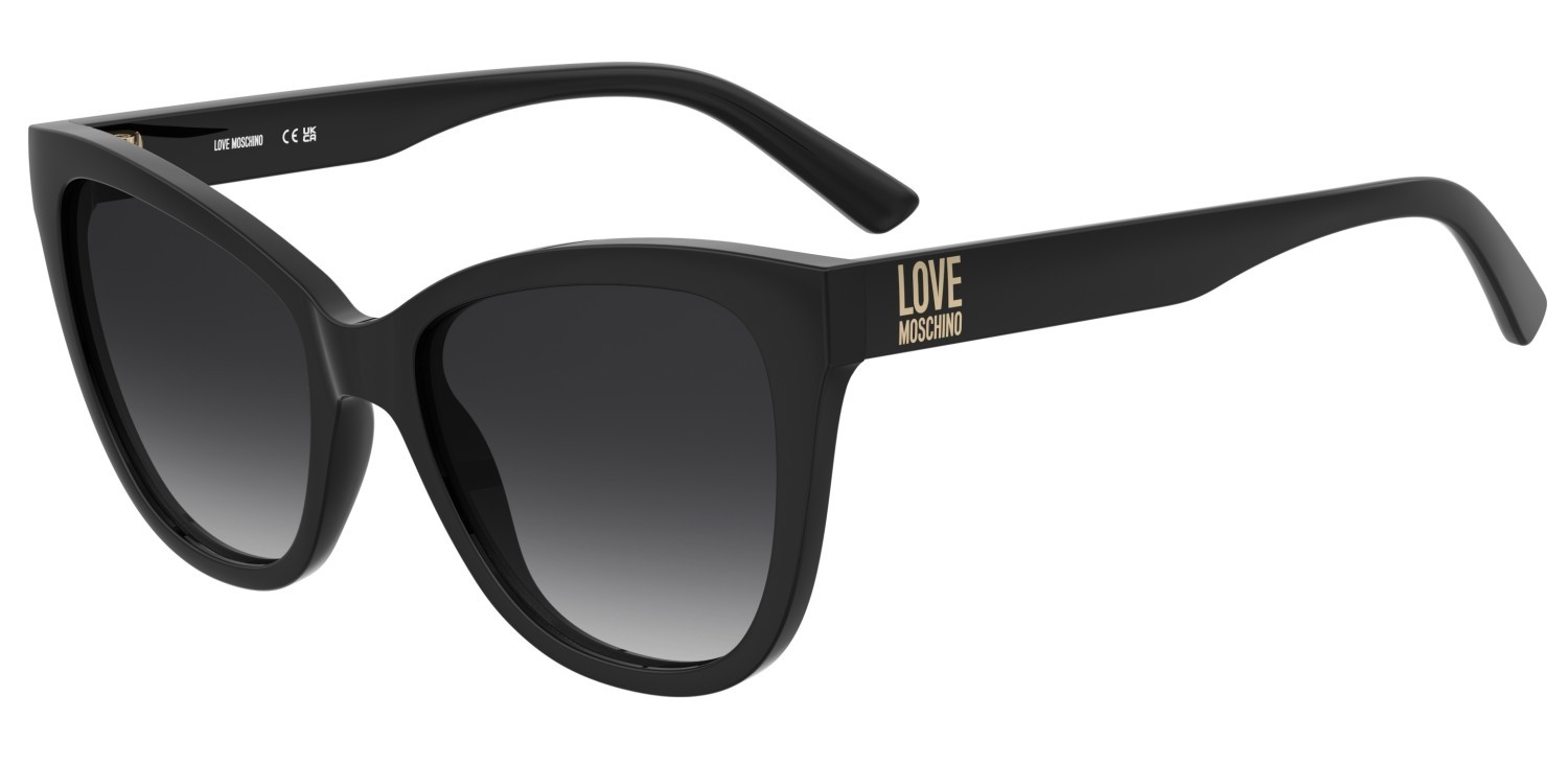 Sunglasses Moschino Love Mol097/S 208134 807 9O color black shape cat eye lenses dark grey shaded