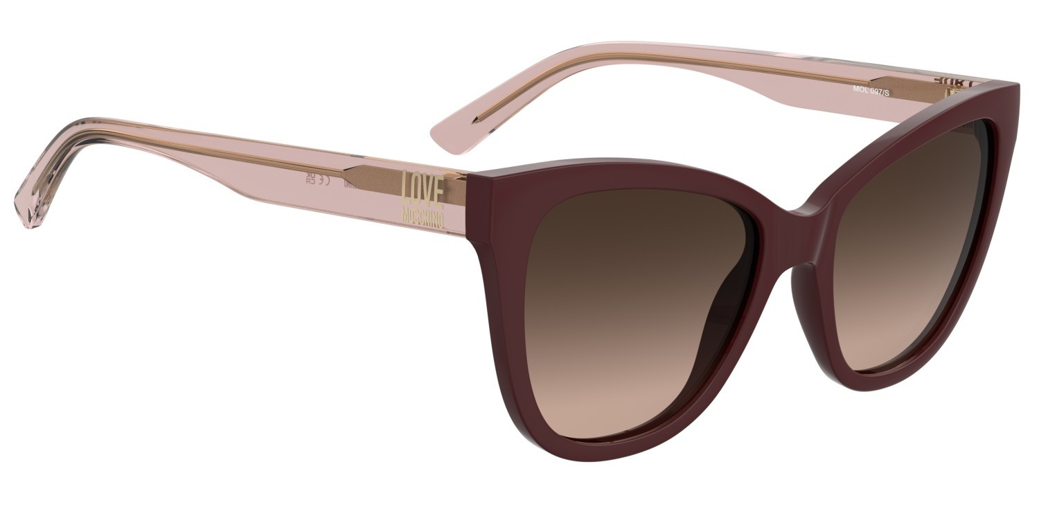 Occhiali da sole Moschino Love Mol097/S 208134 LHF HA colore burgundy 2 forma cat eye lenti brown shaded