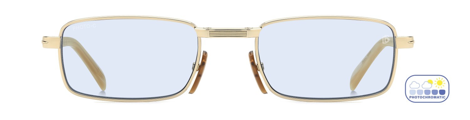 Sunglasses David Beckham Db 99/ORIGAMI 208139 IDA QZ color gold beige horn shape rectangle lenses azure photocromatic