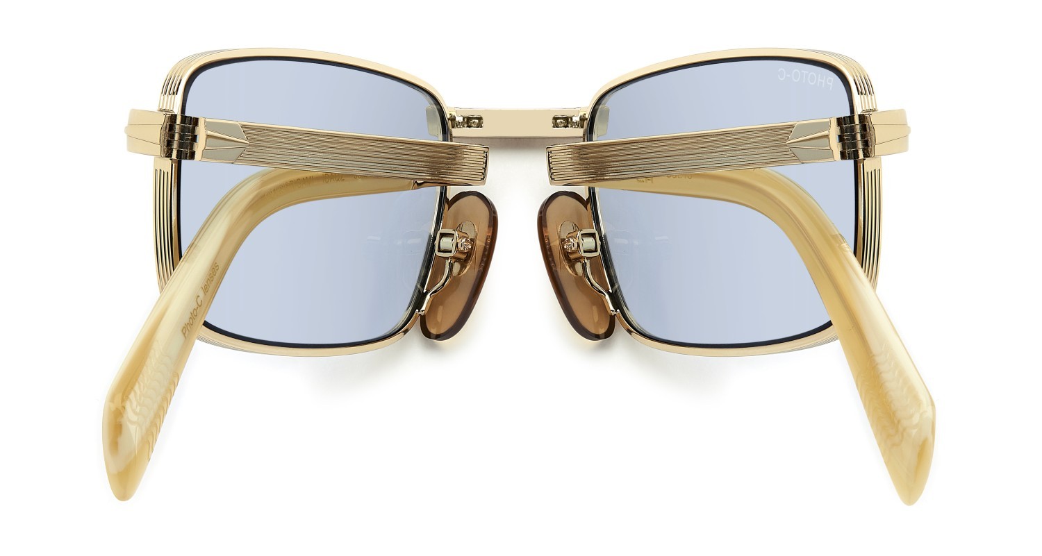 Sunglasses David Beckham Db 99/ORIGAMI 208139 IDA QZ color gold beige horn shape rectangle lenses azure photocromatic