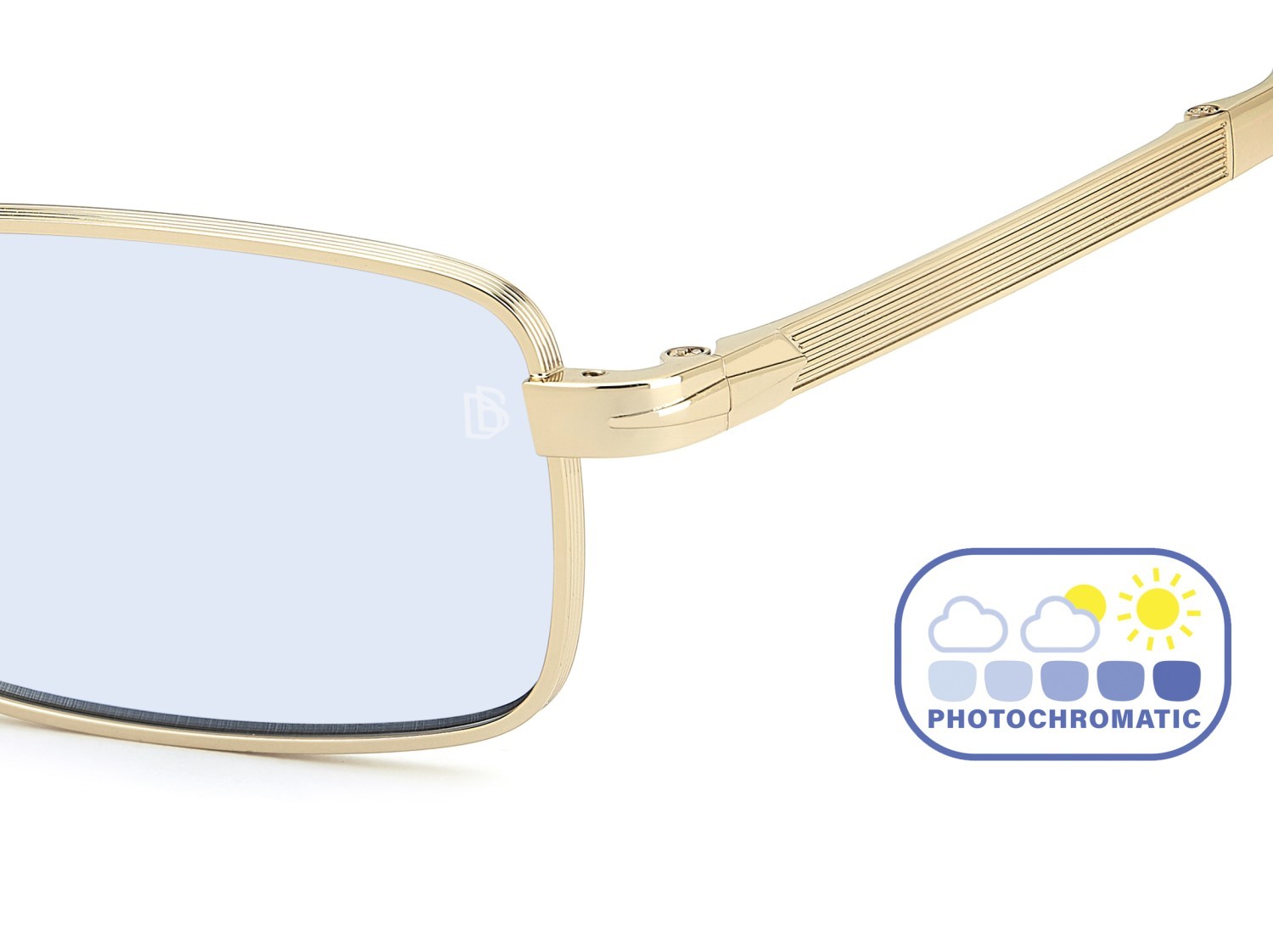Sunglasses David Beckham Db 99/ORIGAMI 208139 IDA QZ color gold beige horn shape rectangle lenses azure photocromatic