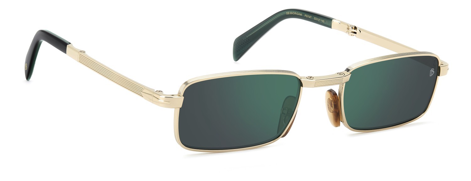 Sunglasses David Beckham Db 99/ORIGAMI 208139 PEF MT color gold green shape rectangle lenses green mirror