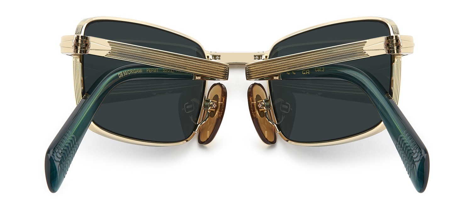 Sunglasses David Beckham Db 99/ORIGAMI 208139 PEF MT color gold green shape rectangle lenses green mirror