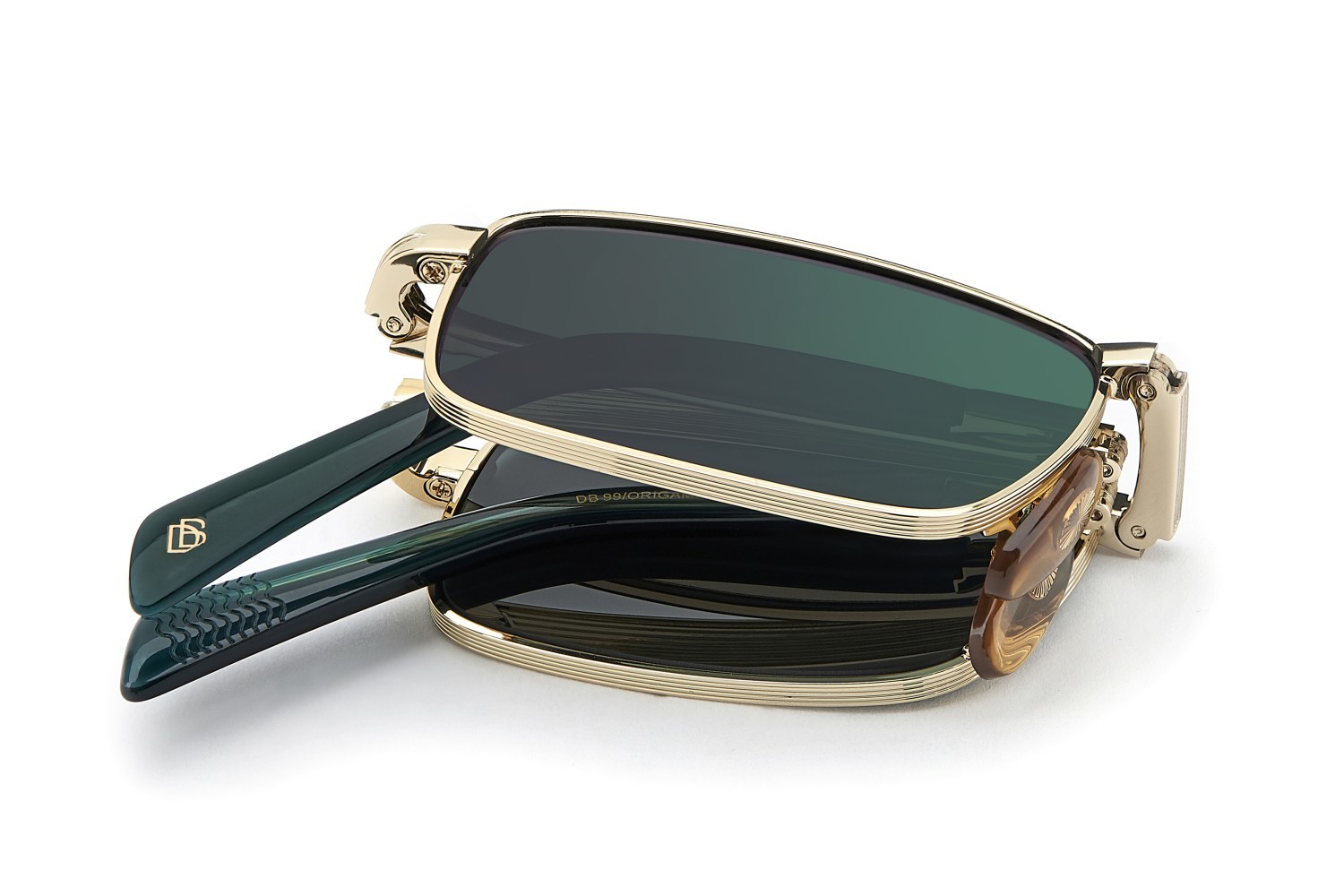 Sunglasses David Beckham Db 99/ORIGAMI 208139 PEF MT color gold green shape rectangle lenses green mirror