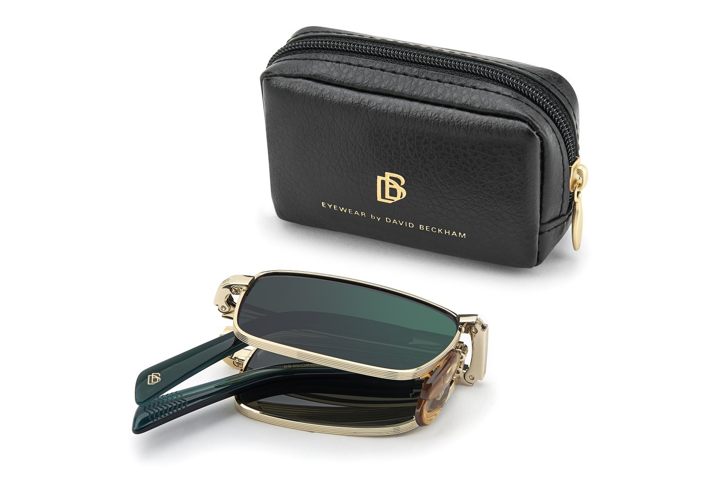 Sunglasses David Beckham Db 99/ORIGAMI 208139 PEF MT color gold green shape rectangle lenses green mirror