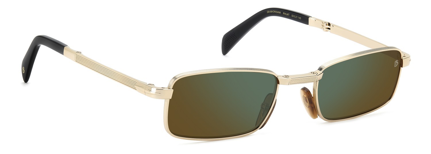 Occhiali da sole David Beckham Db 99/ORIGAMI 208139 RHL MT colore gold black 2 forma rettangolare lenti green mirror